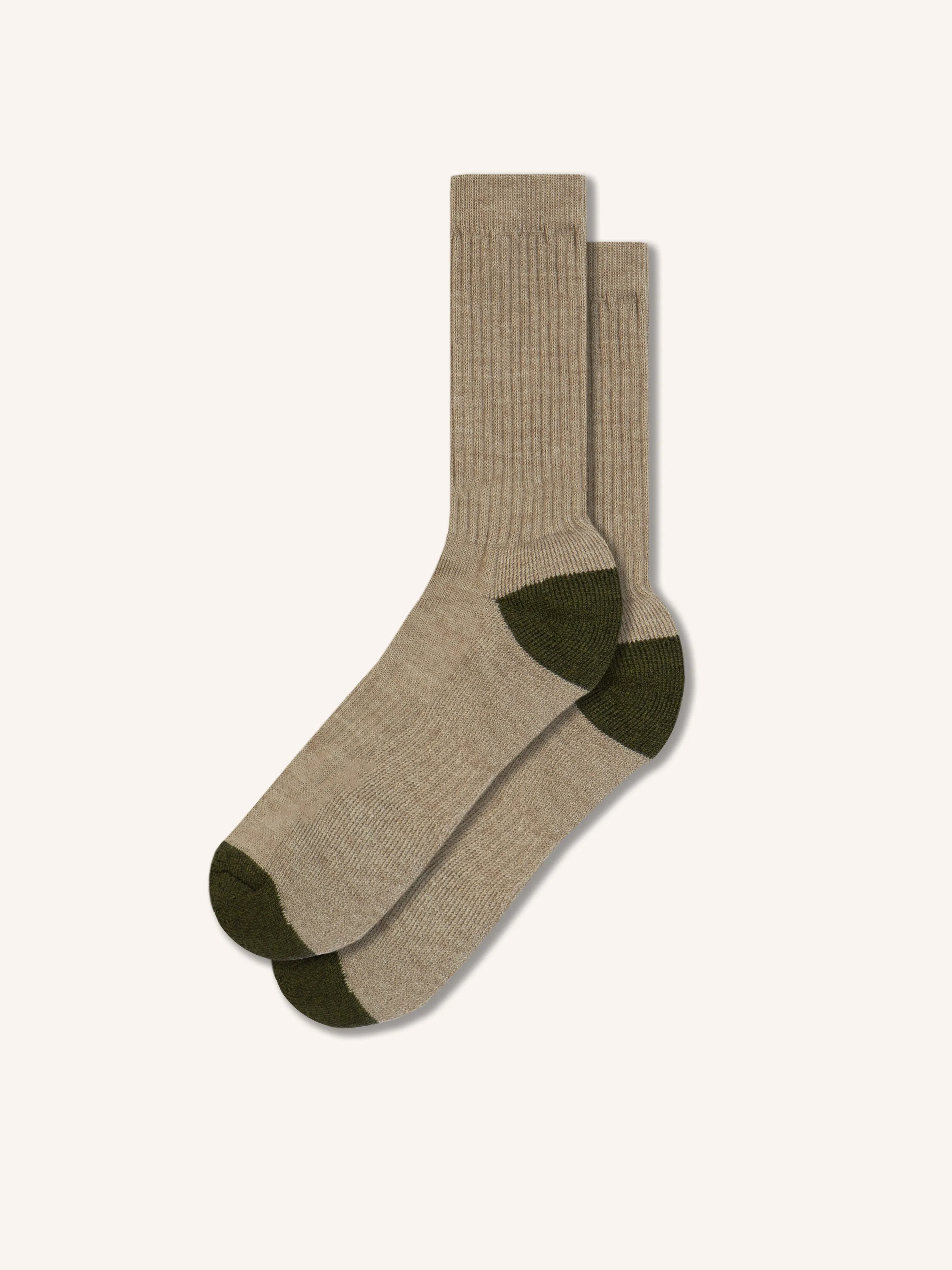 Elgin Wool Sock in Putty / Olive sold by Kestin