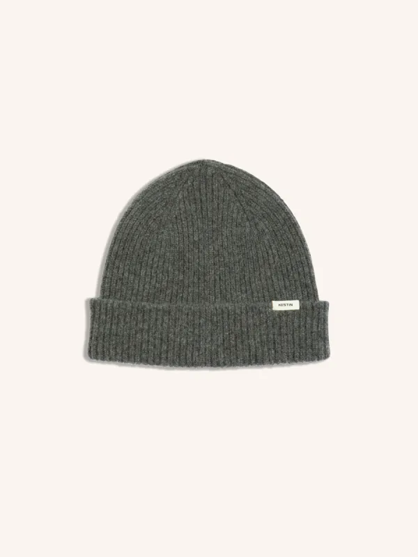 Spey Beanie in Charcoal Lambswool sold by Kestin