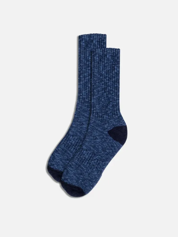 Elgin Cotton Sock in Indigo Marl / Navy sold by Kestin