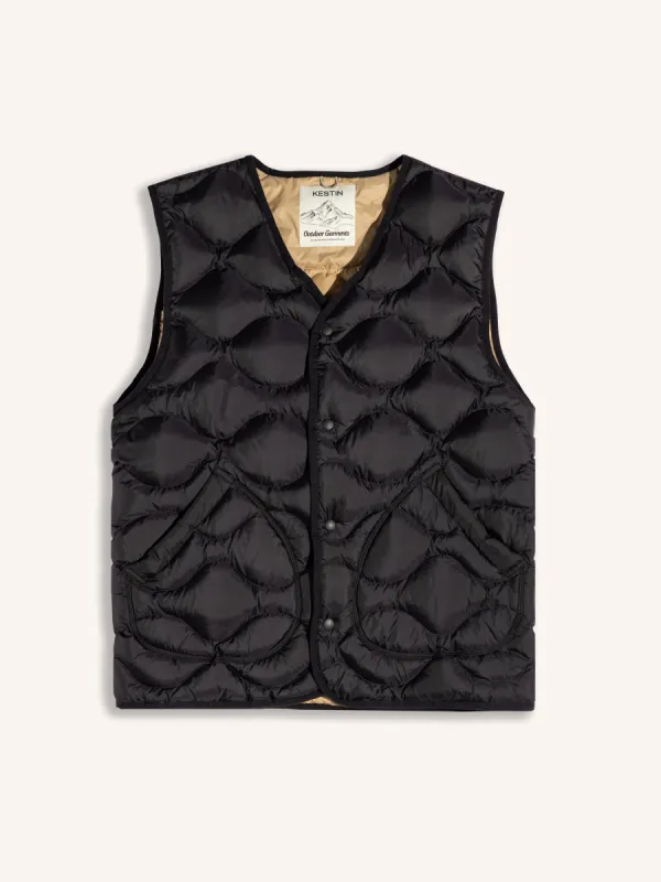 Cuillin Down Vest in Black Recycled Ripstop sold by Kestin