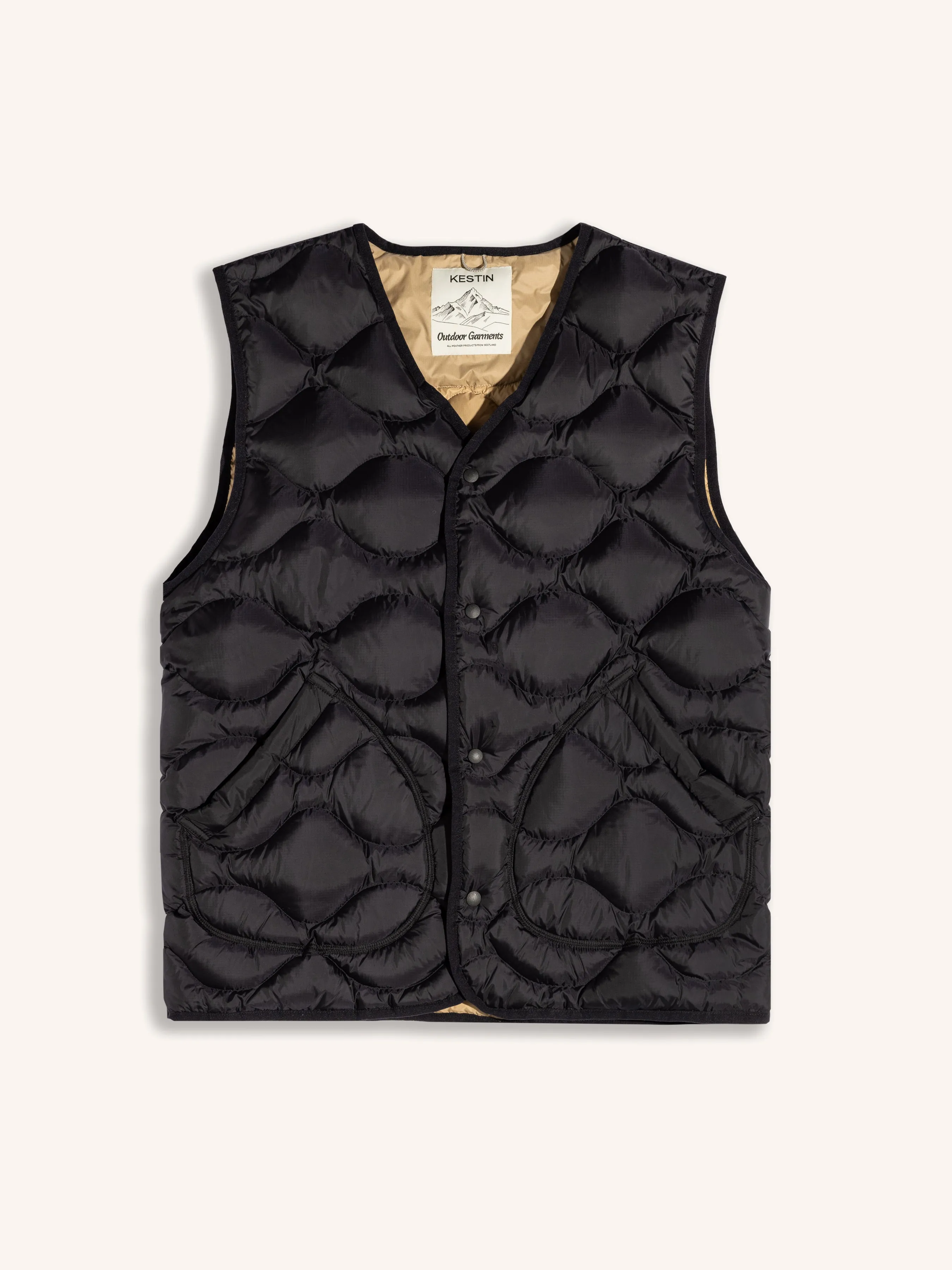 Cuillin Down Vest in Black Recycled Ripstop sold by Kestin