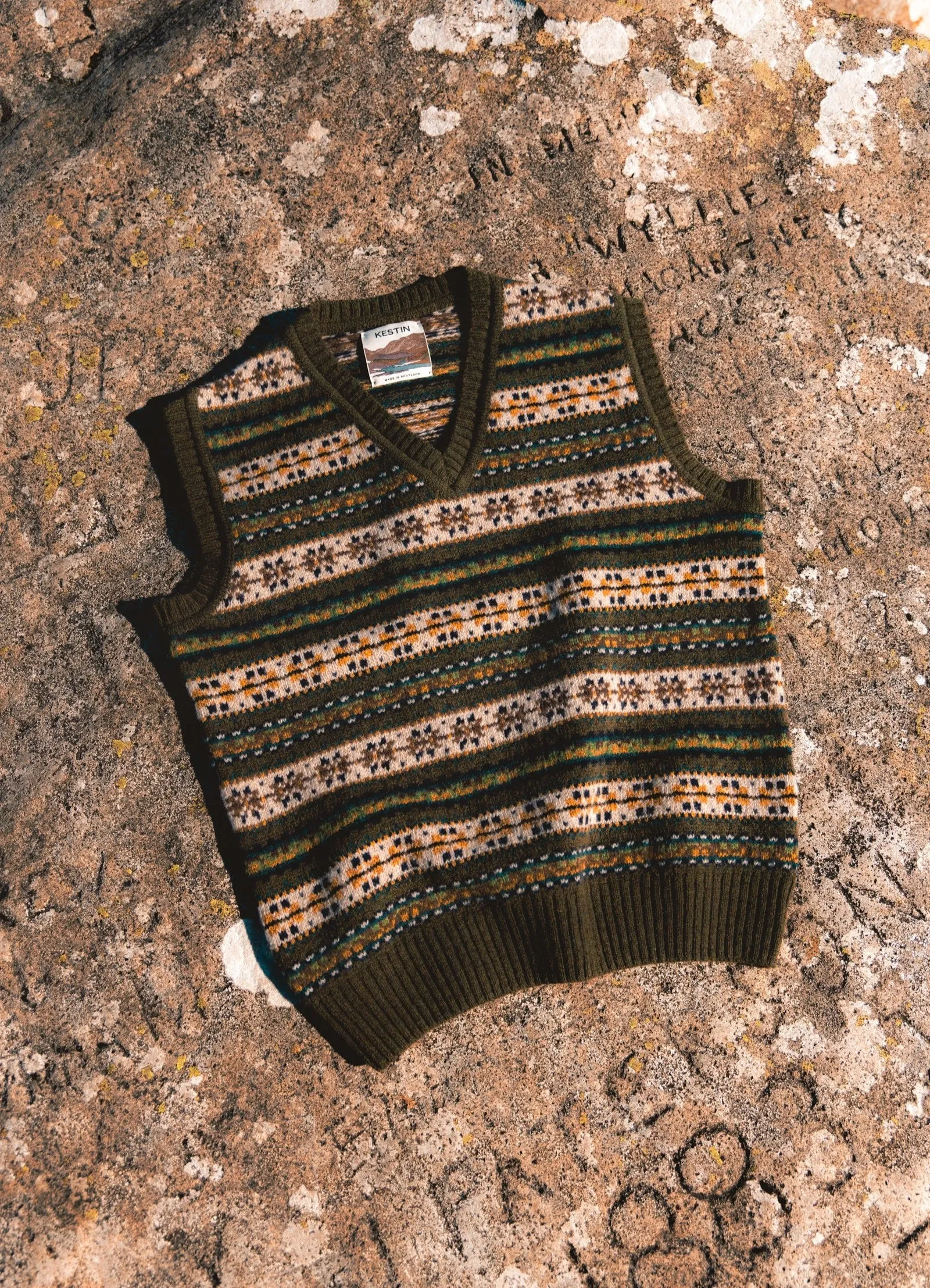 Fairisle Vest in Green Multi Lambswool sold by Kestin product image thumbnail 4