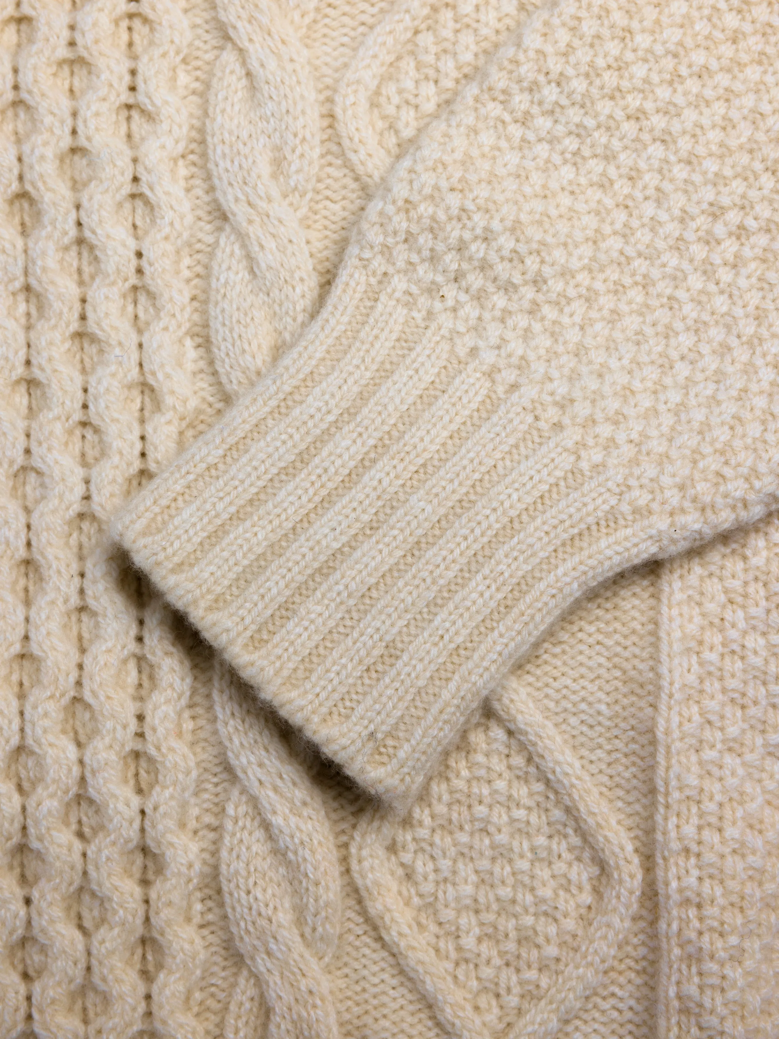 Aran Cable Knit in Cream Superfine Lambswool sold by Kestin product image thumbnail 5