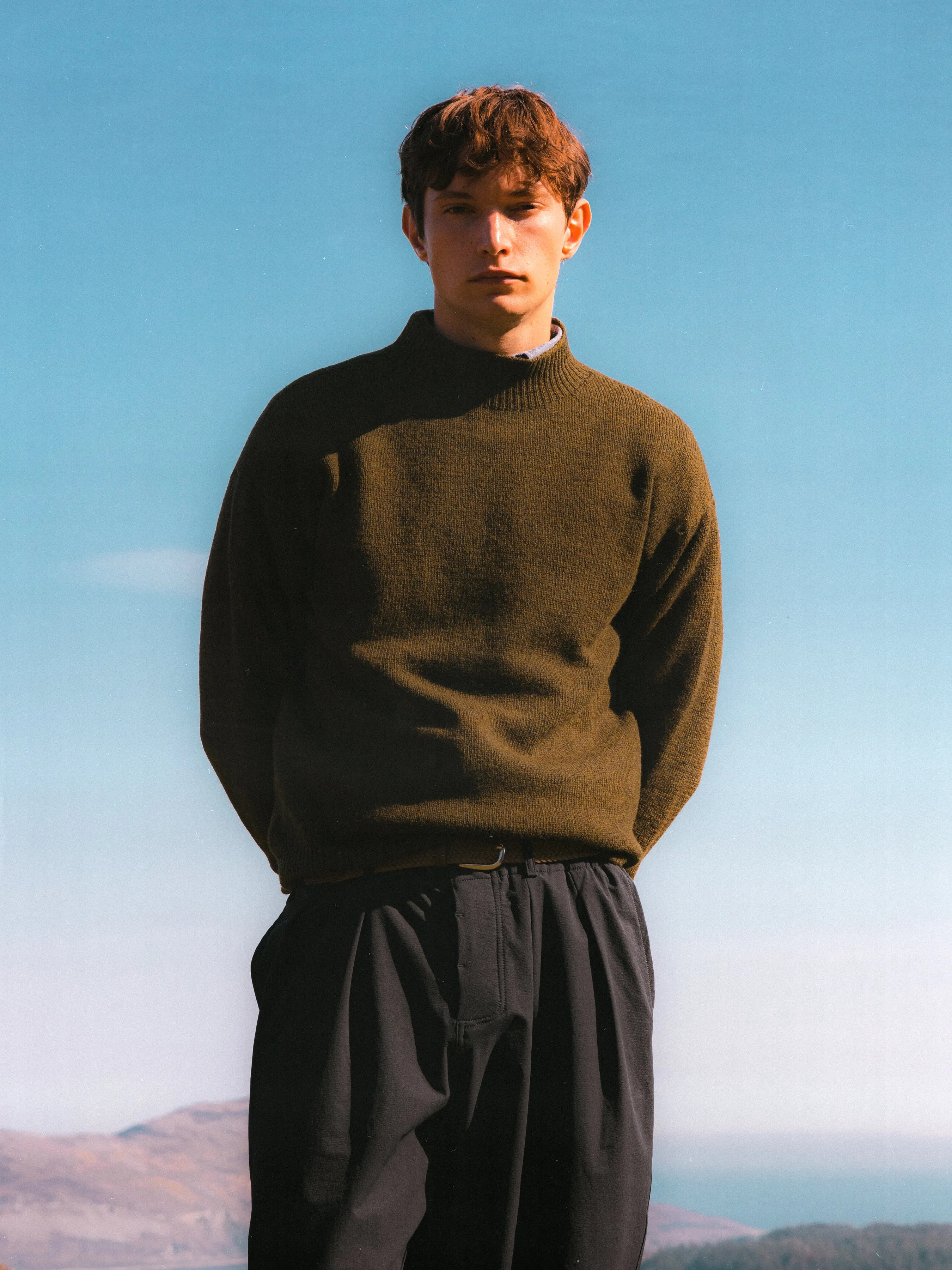 Harris Mock Neck in Dark Pine Merino Wool sold by Kestin product image thumbnail 2