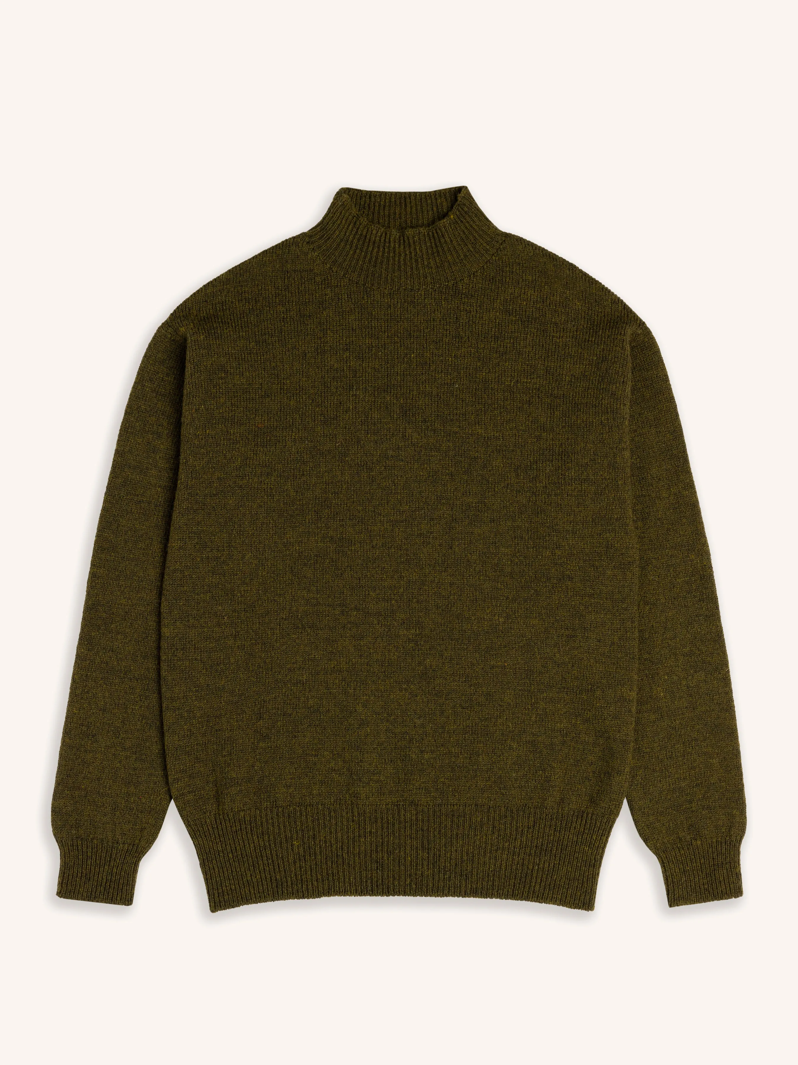 Harris Mock Neck in Dark Pine Merino Wool sold by Kestin
