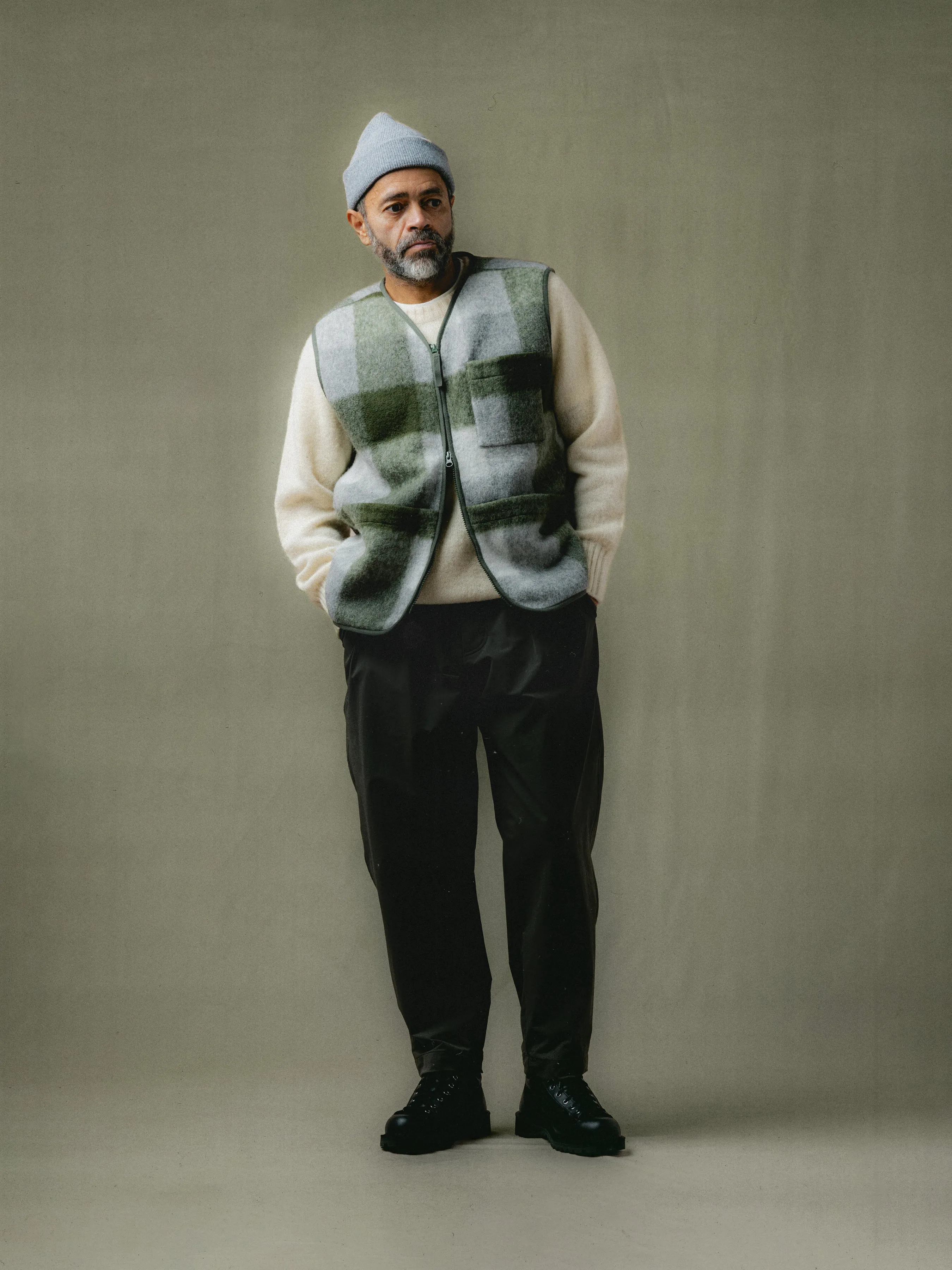 Bute Vest in Forest Check Wool Blend sold by Kestin product image thumbnail 2