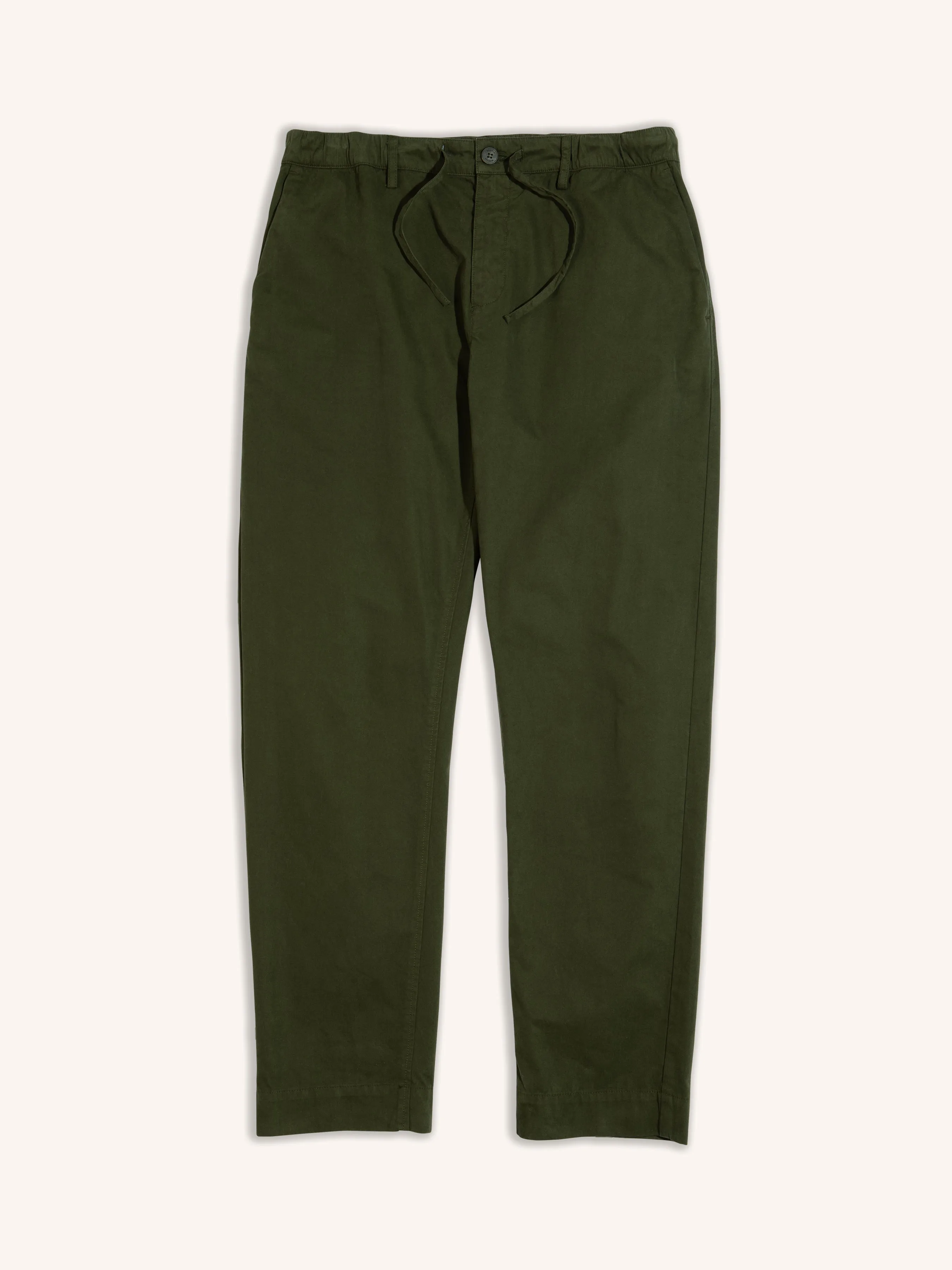 Inverness Trouser in Defender Green Cotton Twill sold by Kestin