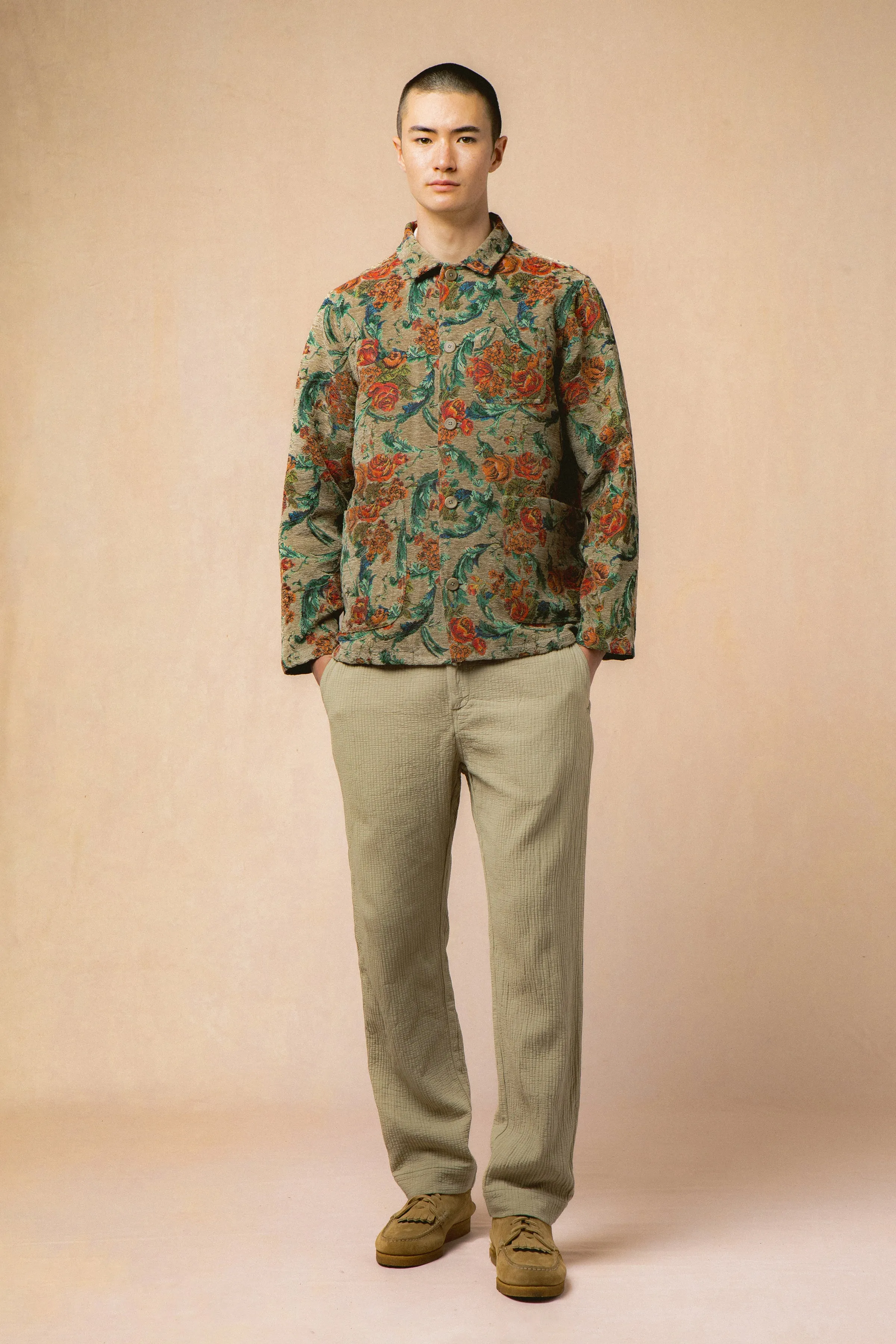 Ormiston Jacket in Light Olive Floral Jacquard sold by Kestin product image thumbnail 2