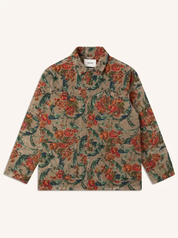 Ormiston Jacket in Light Olive Floral Jacquard sold by Kestin