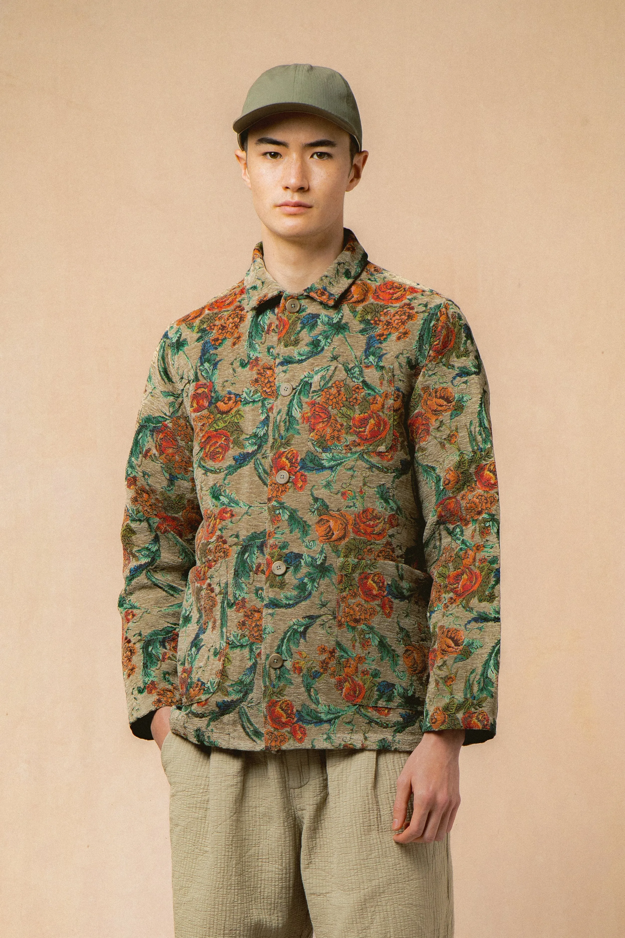 Ormiston Jacket in Light Olive Floral Jacquard sold by Kestin product image thumbnail 3