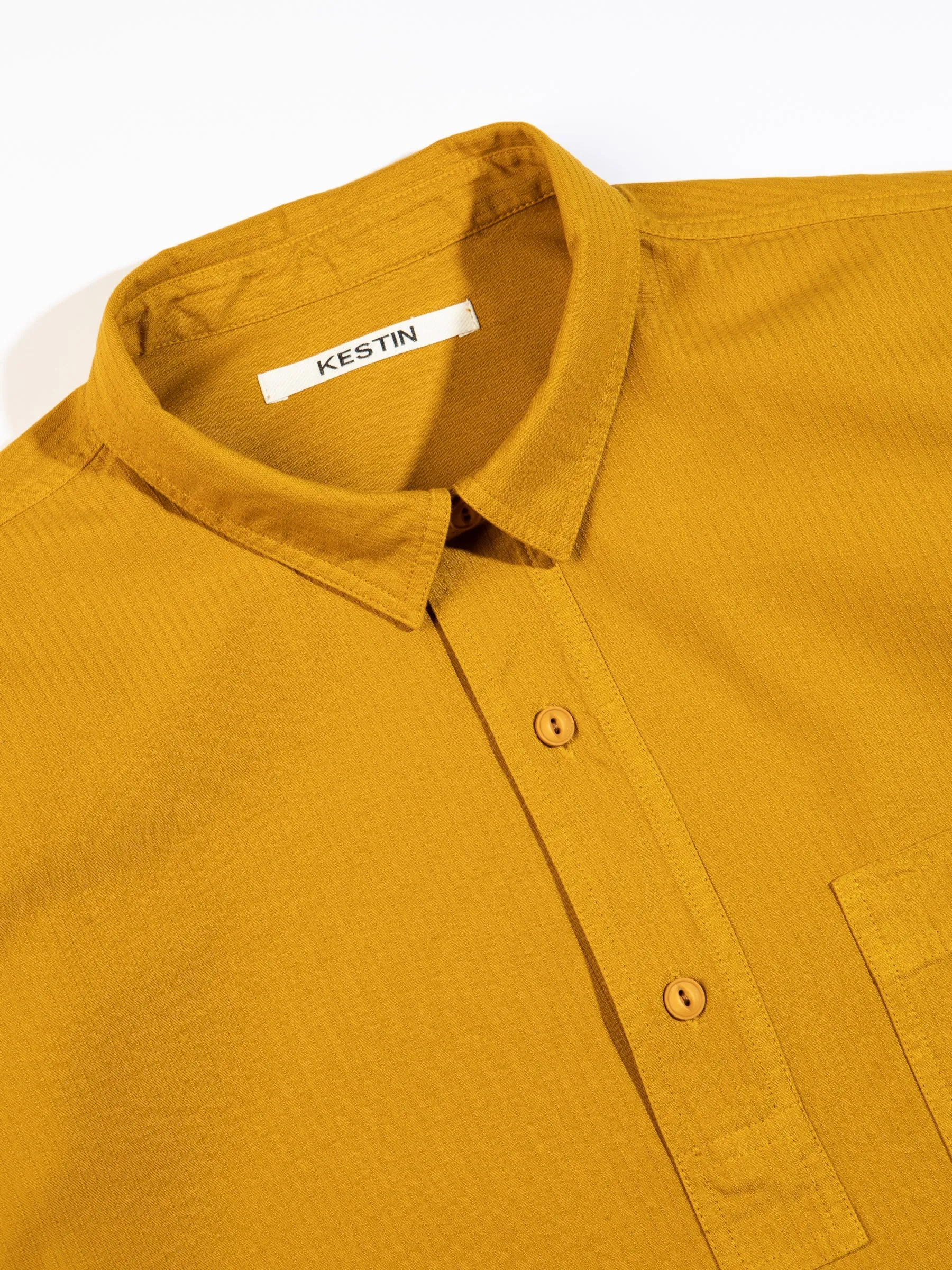 Granton Short Sleeve Shirt in Ochre Cotton Ripstop sold by Kestin product image thumbnail 4