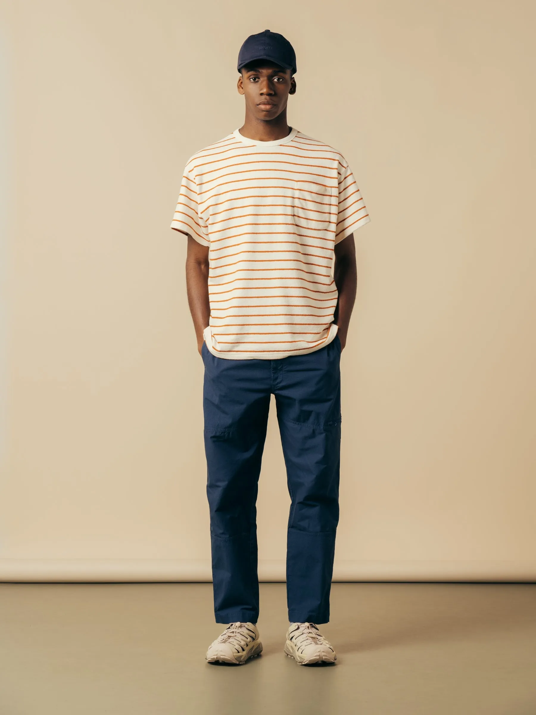 Fly Tee in Ecru / Tangerine Textured Stripe sold by Kestin product image thumbnail 2