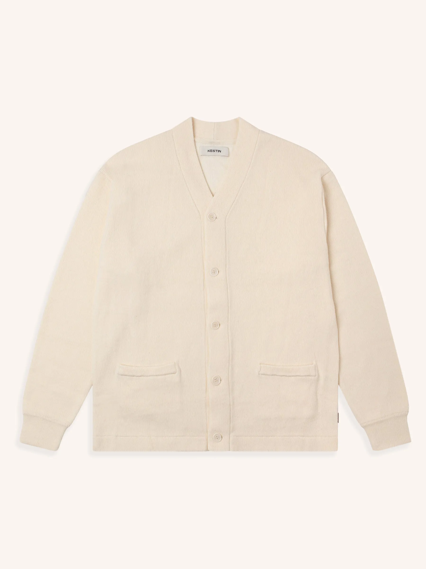 Glencorse Cardigan in Ecru Wool Blend sold by Kestin