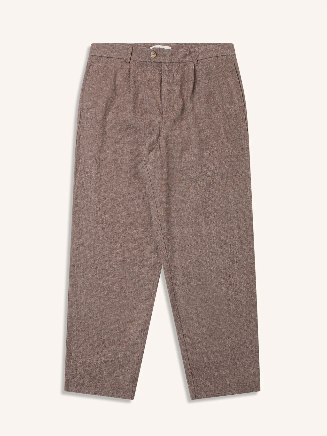 Wick Trouser in Peat Linen Marl sold by Kestin