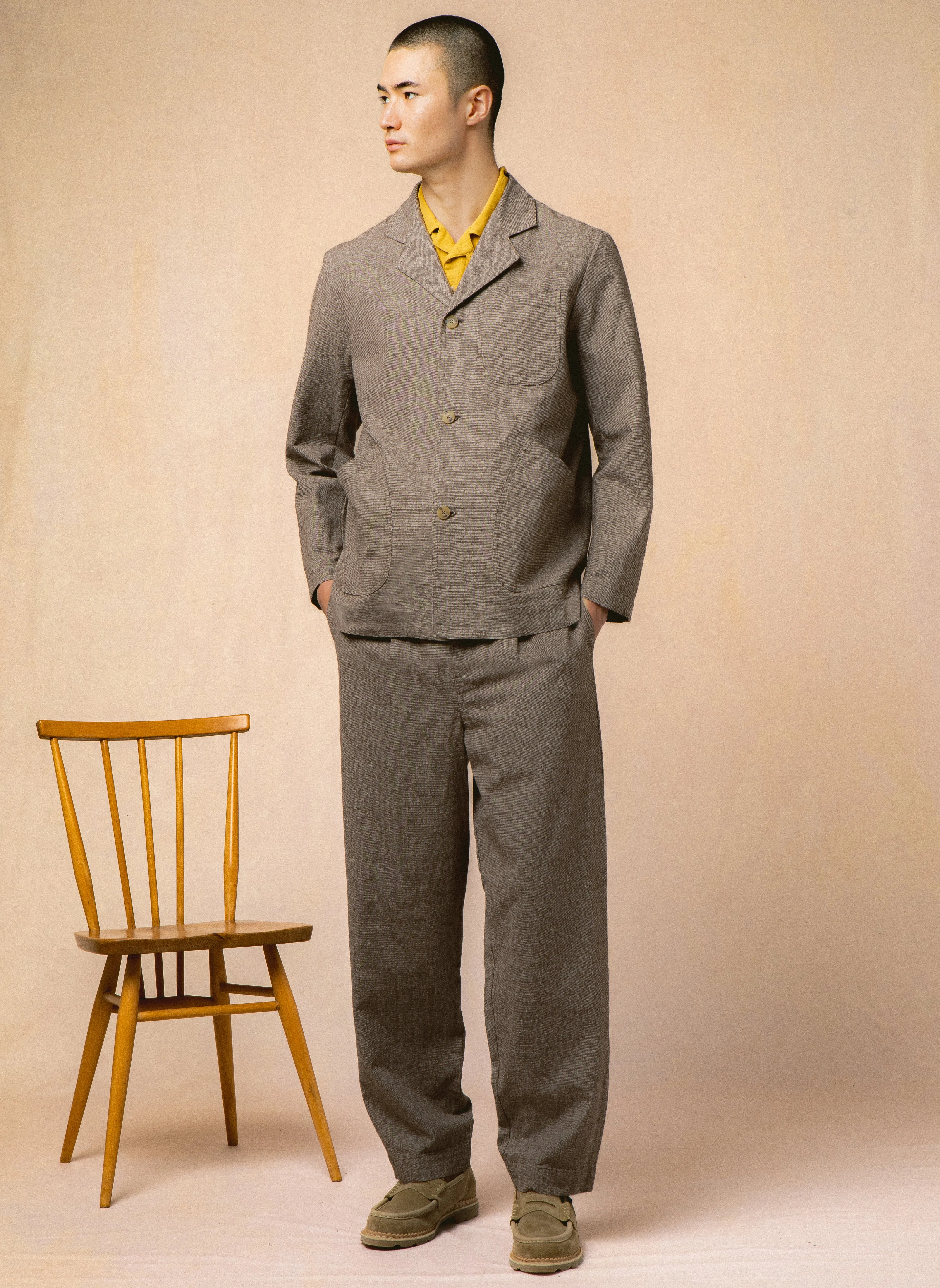 Wick Trouser in Peat Linen Marl sold by Kestin product image thumbnail 2