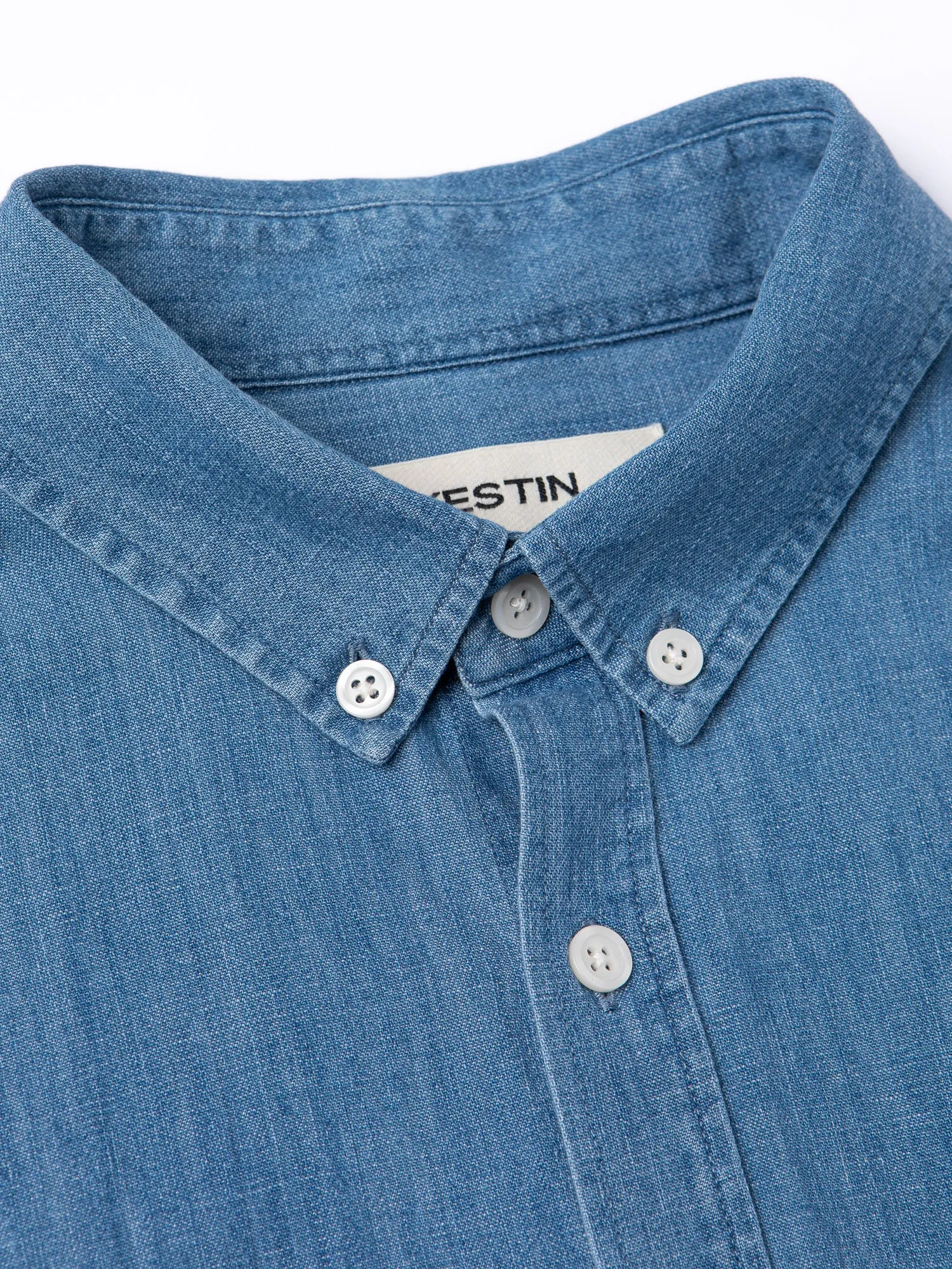 Raeburn Button Down Shirt in Washed Denim sold by Kestin product image thumbnail 4