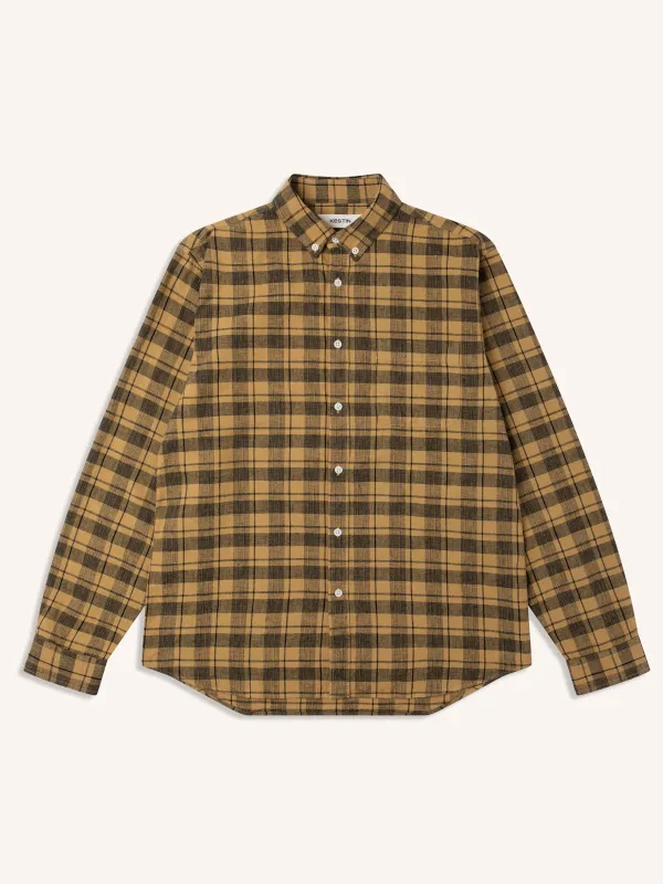 Raeburn Button Down Shirt in Gorse Linen Check made by Kestin