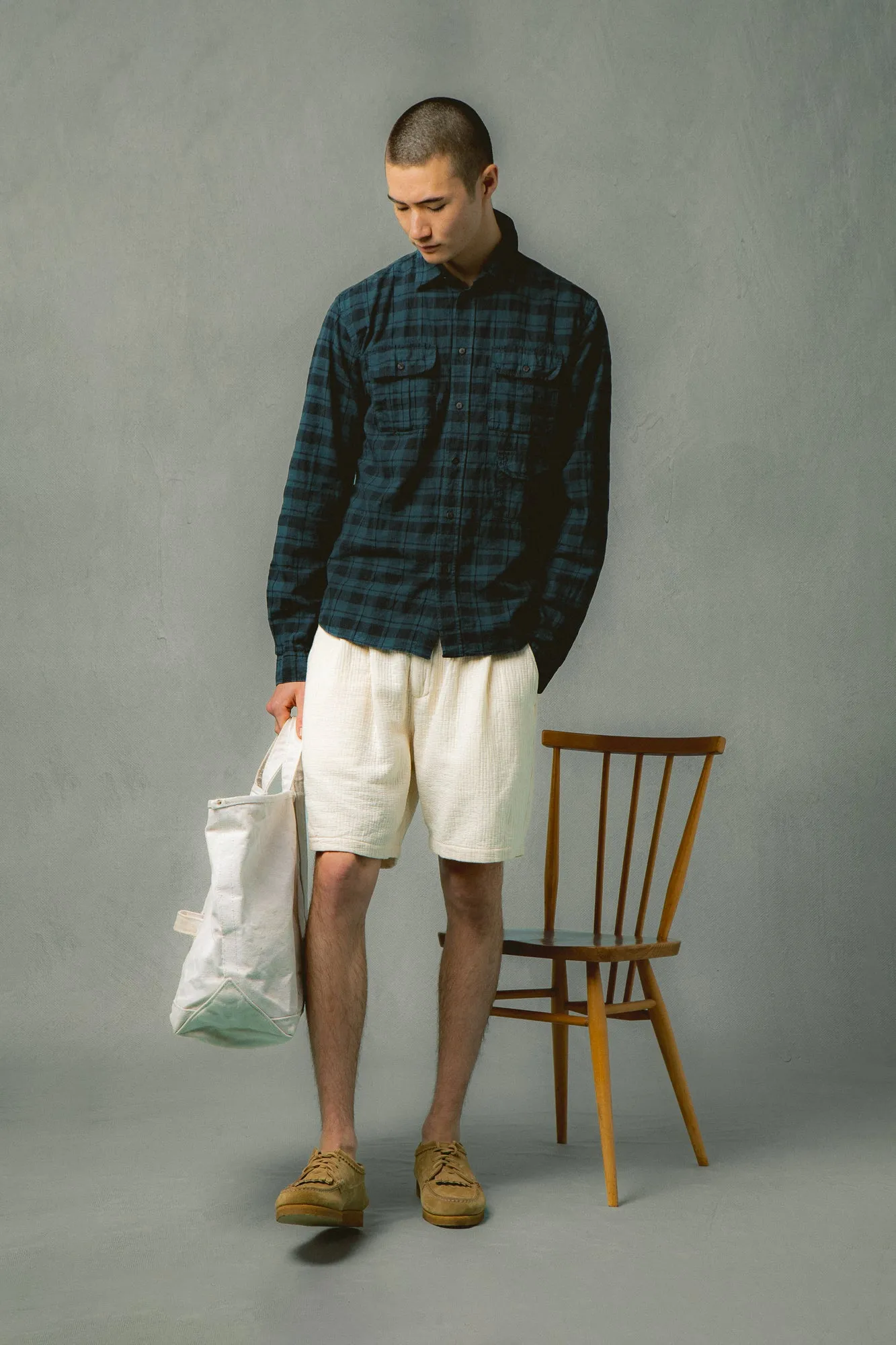 Kinnaird Shirt in Petrol Blue Linen Check sold by Kestin product image thumbnail 3