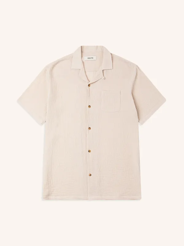 Cramond Shirt in Ecru Double Gauze Cotton made by Kestin