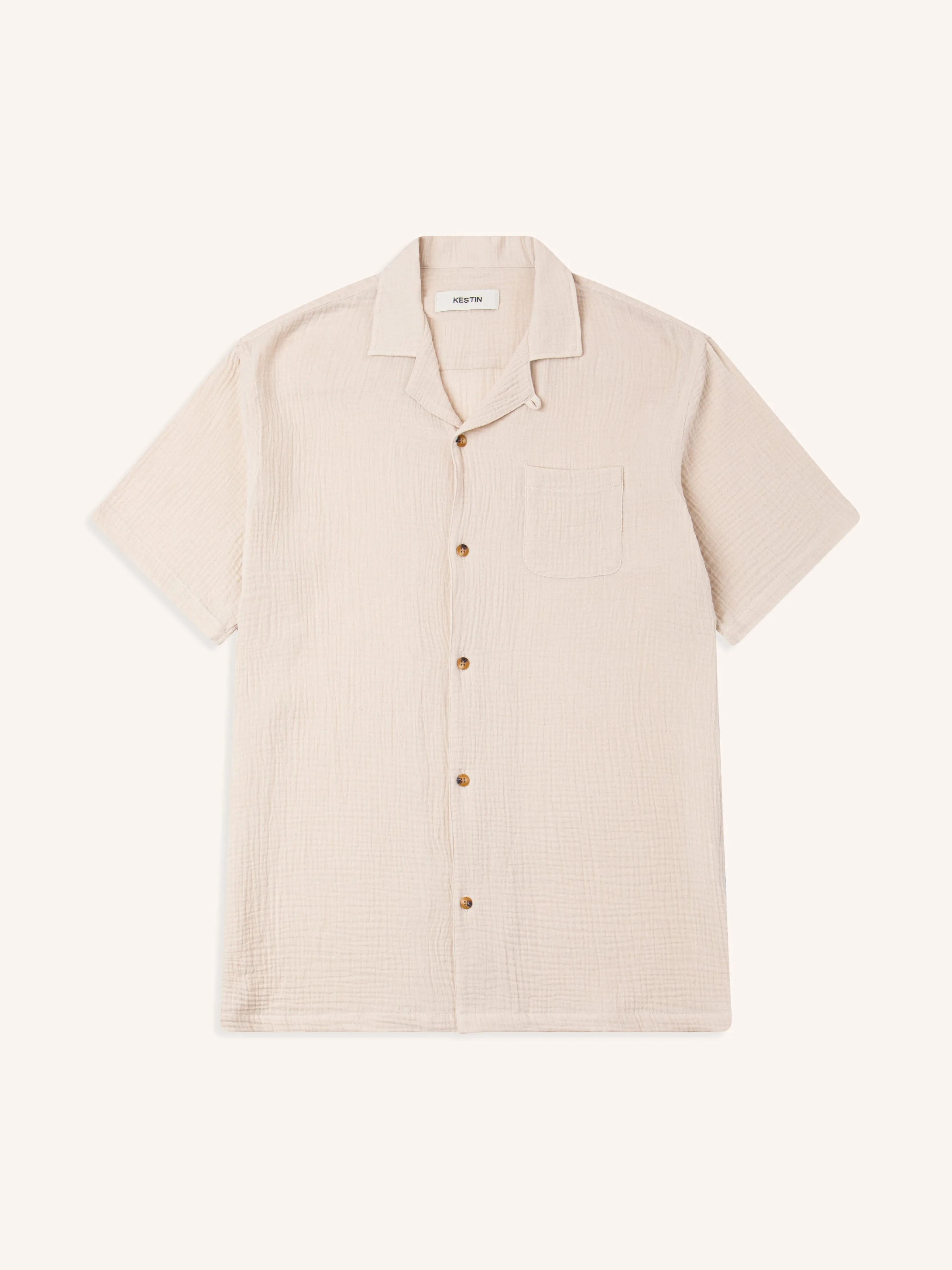 Cramond Shirt in Ecru Double Gauze Cotton sold by Kestin