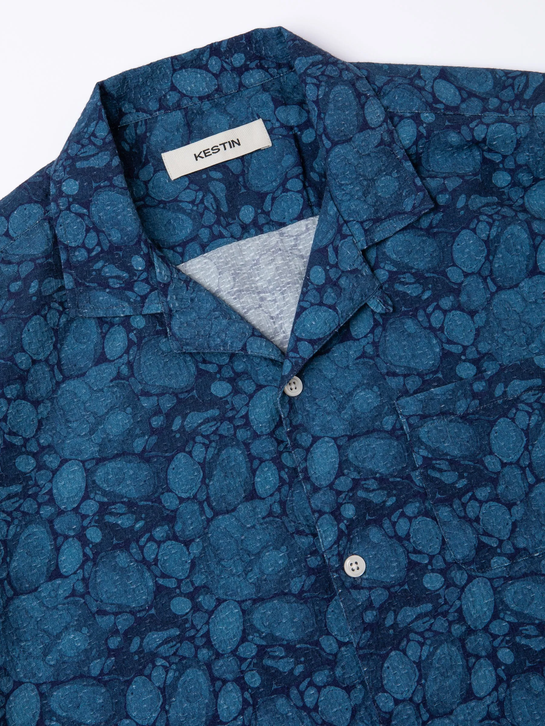 Cramond Shirt in Blue Marble Textured Cotton sold by Kestin product image thumbnail 5