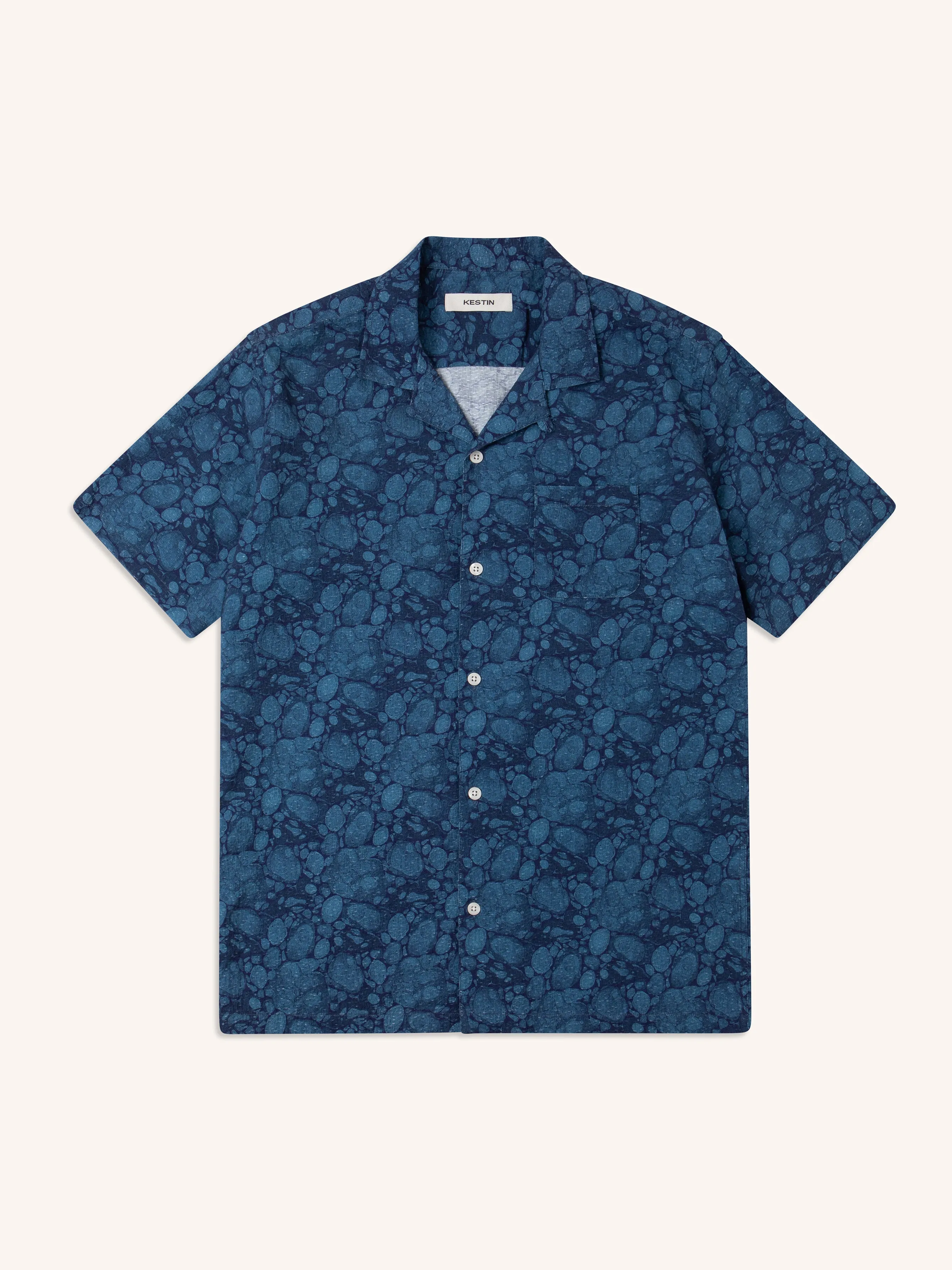 Cramond Shirt in Blue Marble Textured Cotton sold by Kestin
