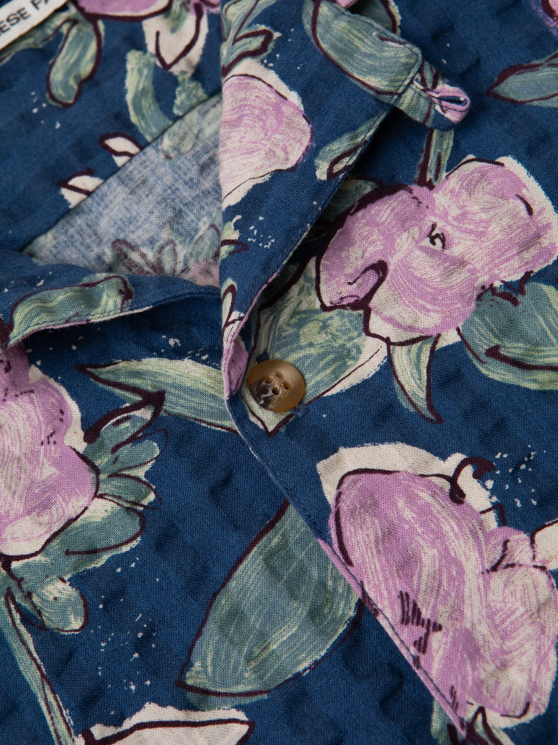 Cramond Shirt in Blue / Lilac Floral Seersucker sold by Kestin product image thumbnail 4