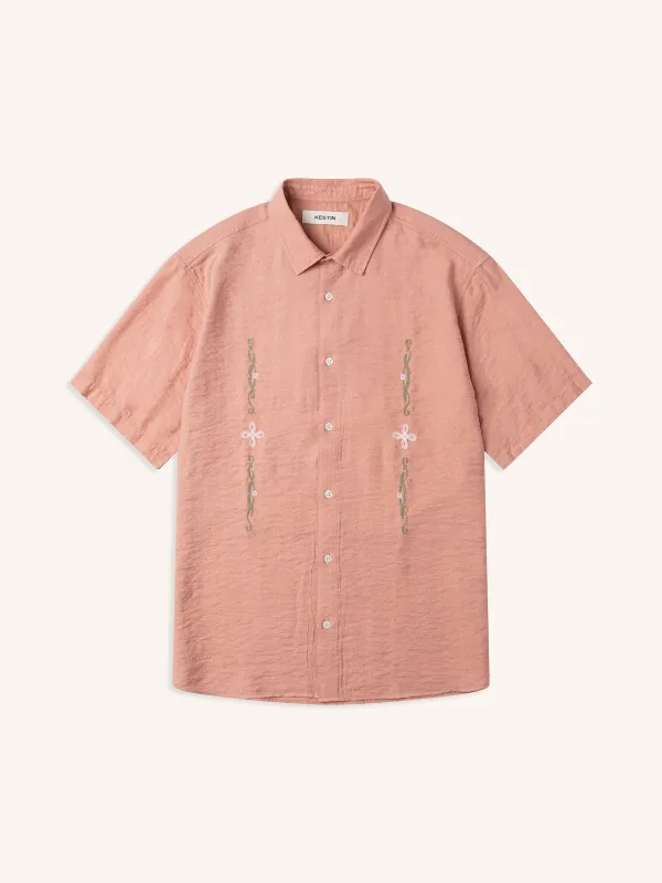Aberlady Shirt in Dusty Pink Viscose / Linen Blend made by Kestin