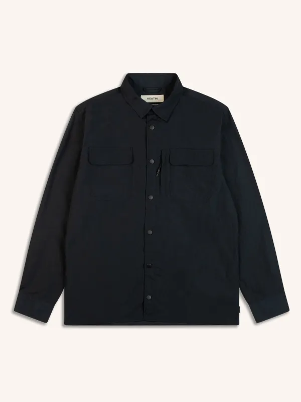 Edzell Overshirt In Navy Italian Water Repellent Nylon sold by Kestin