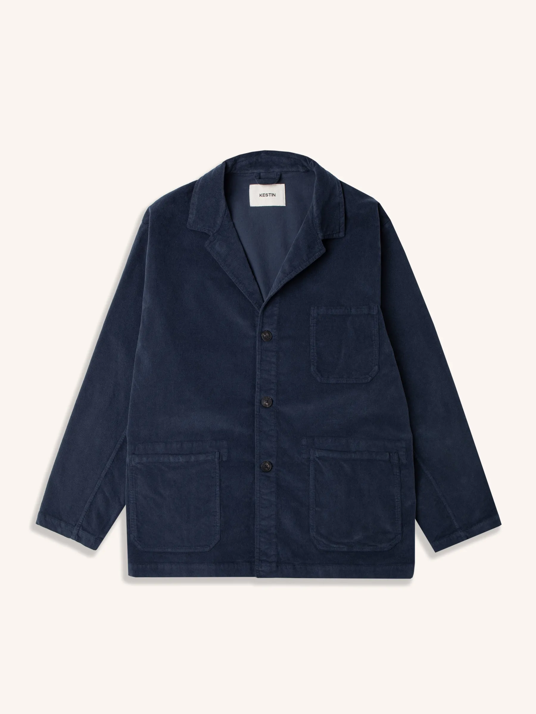 Port Jacket in Navy Fine Corduroy sold by Kestin