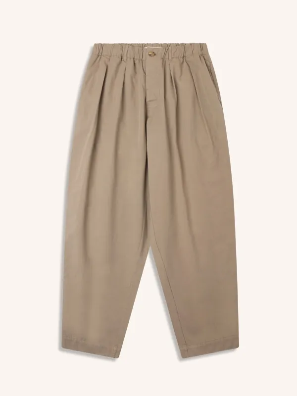 Clyde Pant in Light Khaki Cotton Twill sold by Kestin