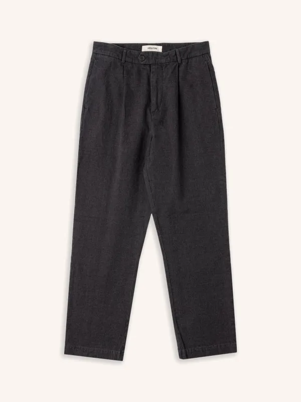 Wick Trouser in Charcoal Linen Marl made by Kestin