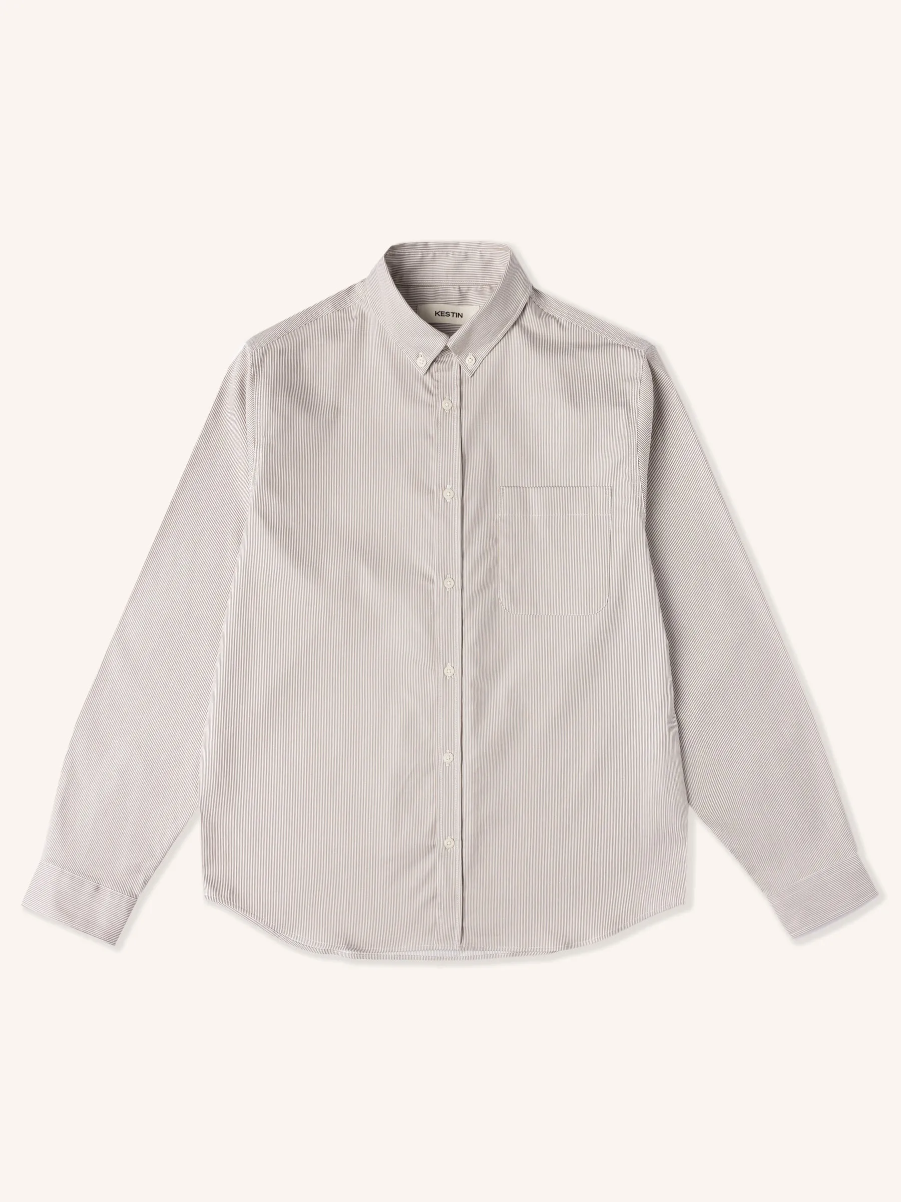 Raeburn Button Down Shirt in Light Khaki Hickory Stripe sold by Kestin