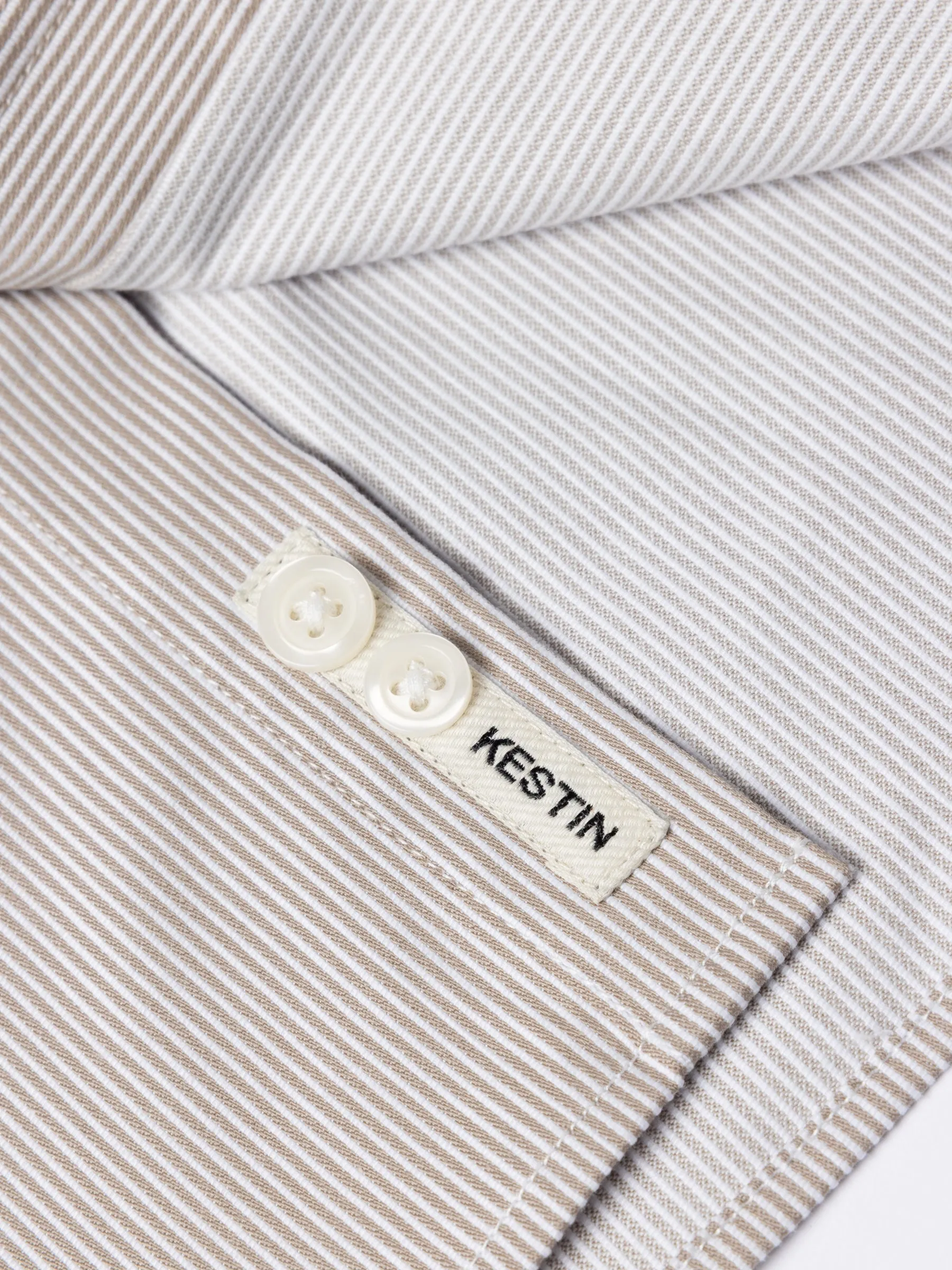 Raeburn Button Down Shirt in Light Khaki Hickory Stripe sold by Kestin product image thumbnail 3