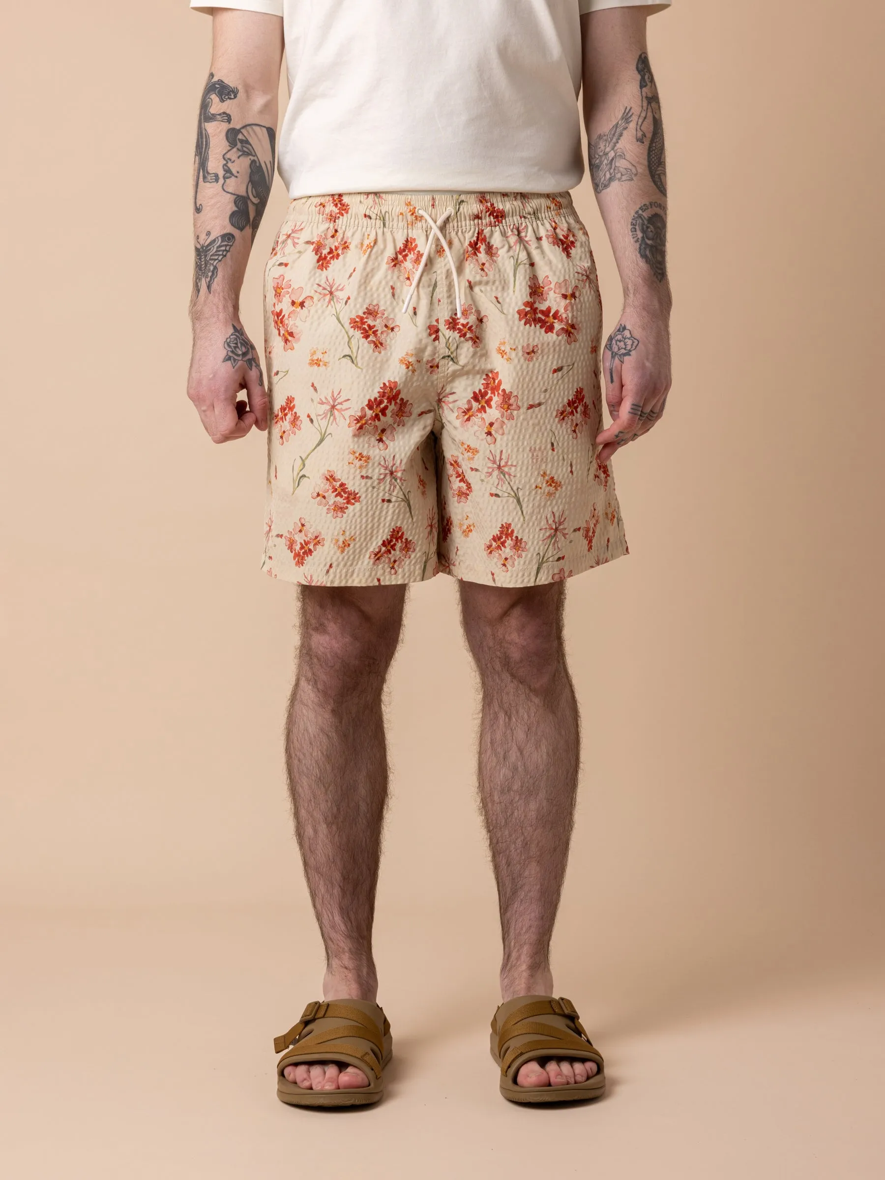 Seacliff Swim Shorts in Ecru Floral SEAQUAL® Yarn sold by Kestin product image thumbnail 2