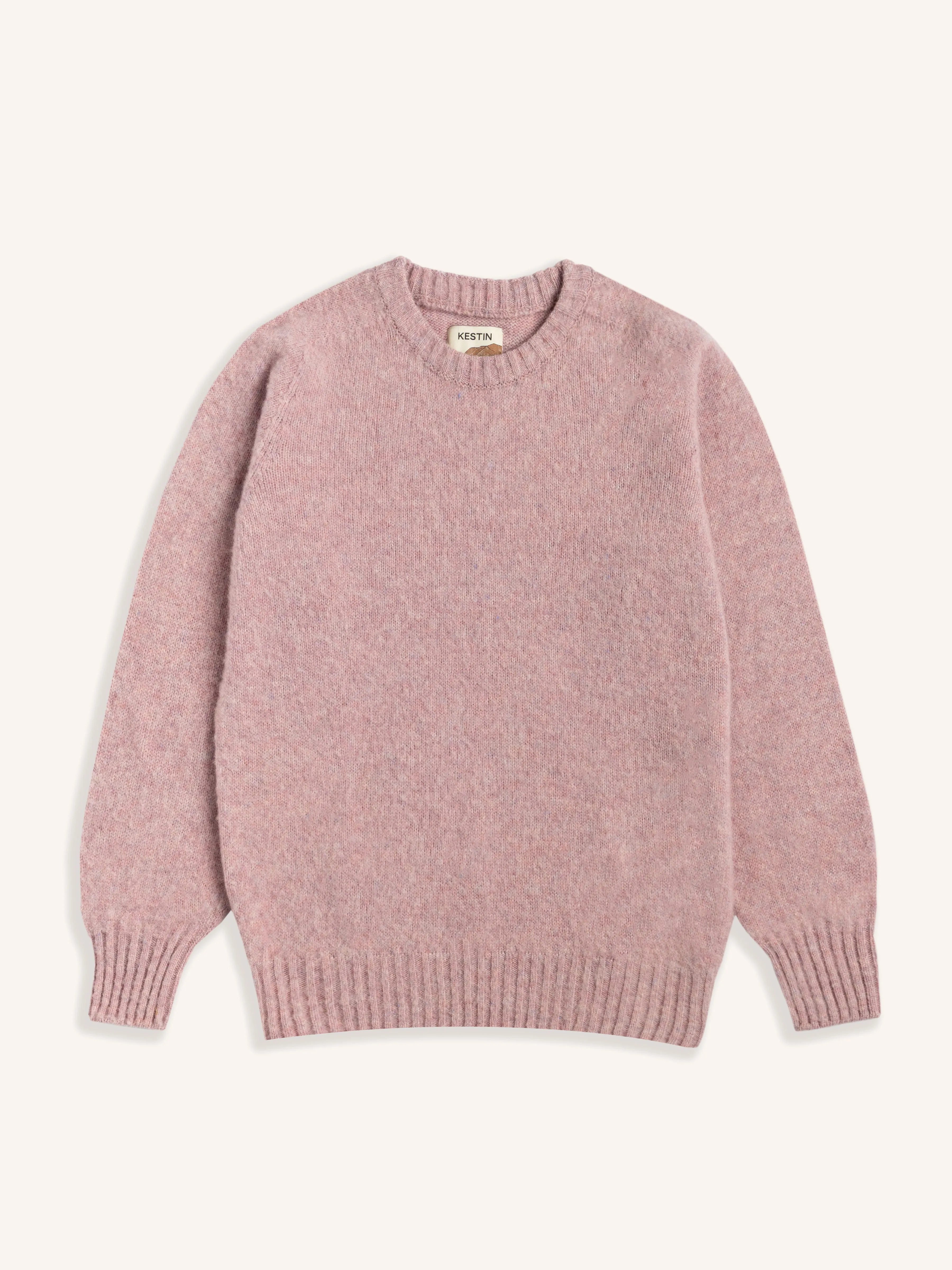 Brushed Shetland Crew in Pale Pink Lambswool sold by Kestin