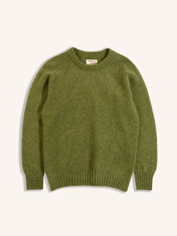 Brushed Shetland Crew in Apple Lambswool sold by Kestin