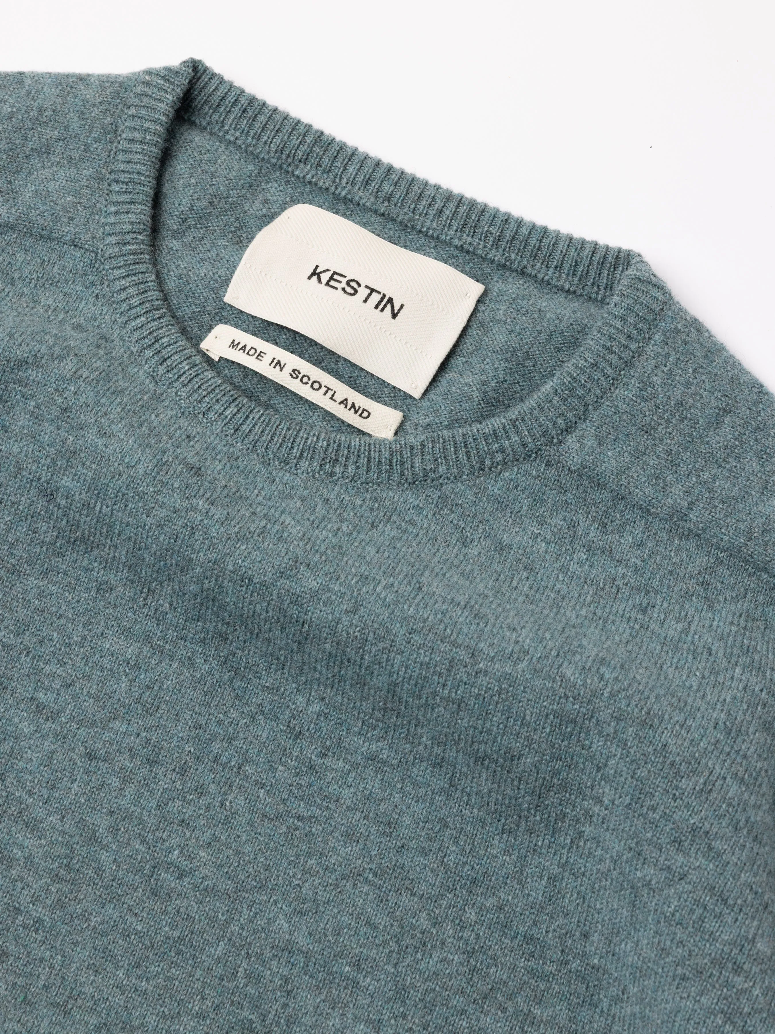 Fine Gauge Crew Neck in Teal Lambswool sold by Kestin product image thumbnail 3