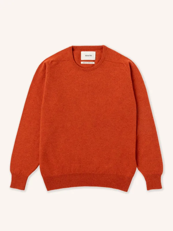 Fine Gauge Crew Neck in Ember Lambswool sold by Kestin