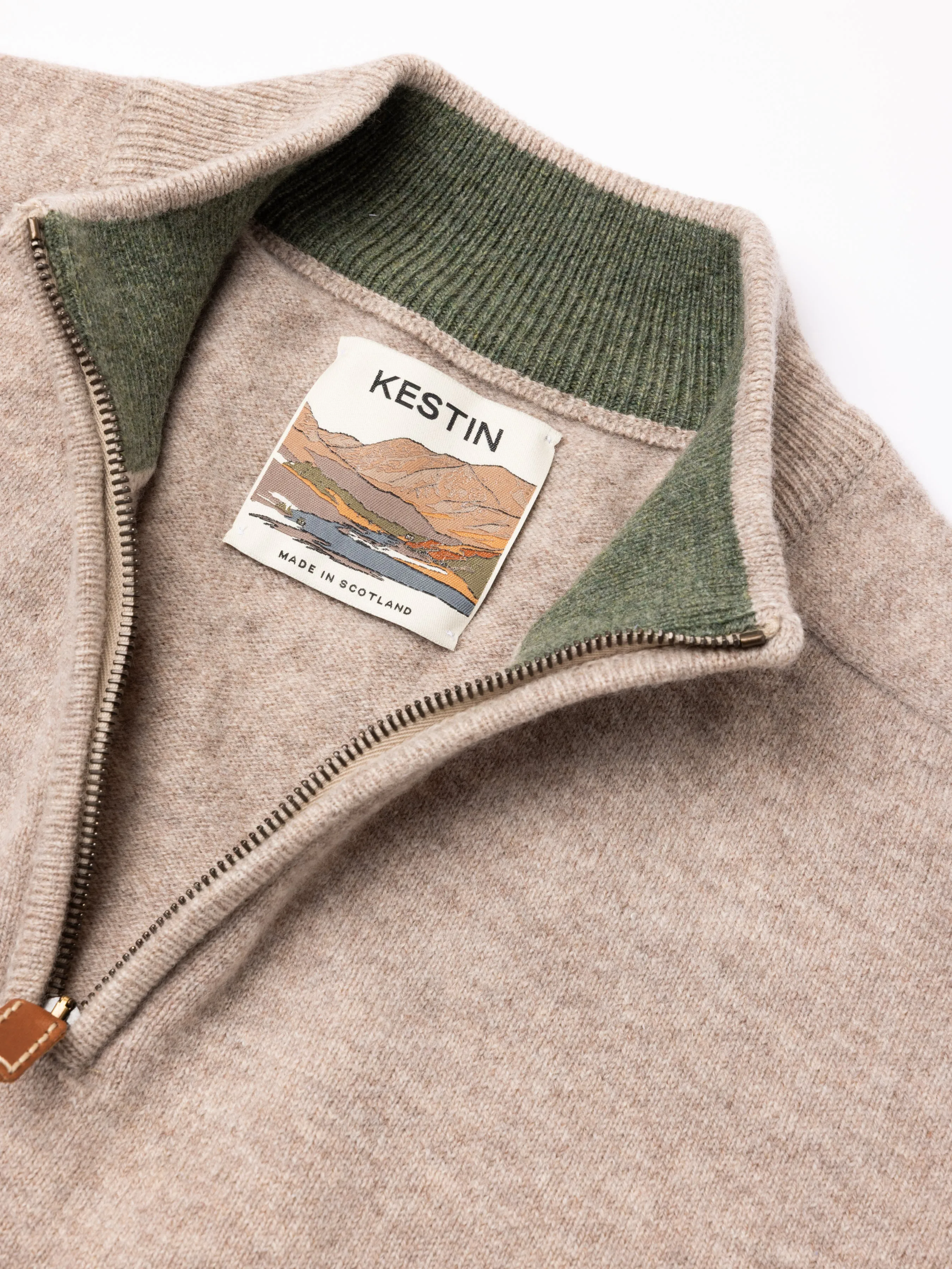 Fine Gauge Quarter Zip in Stone Lambswool sold by Kestin product image thumbnail 3