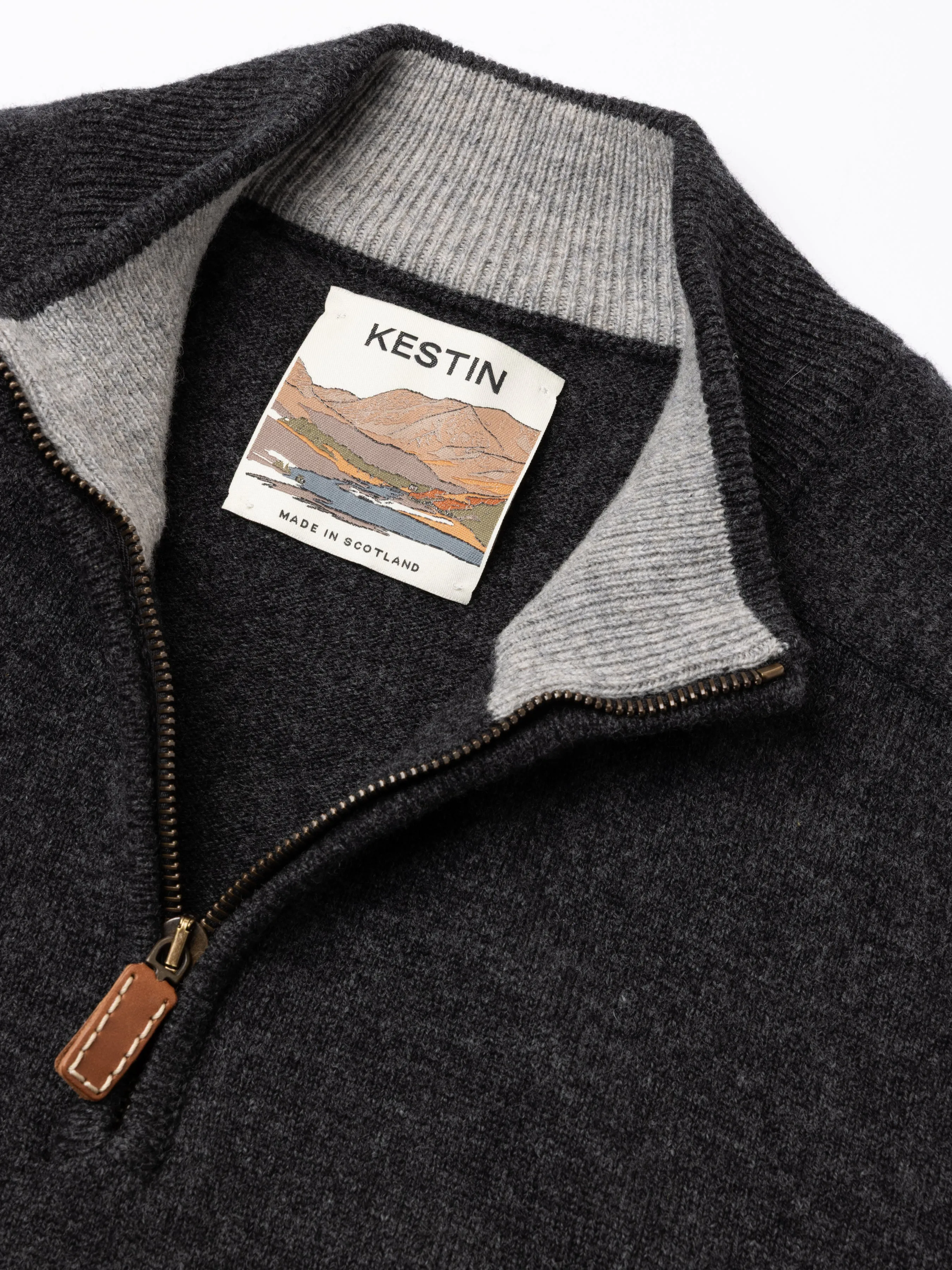 Fine Gauge Quarter Zip in Charcoal Lambswool sold by Kestin product image thumbnail 3