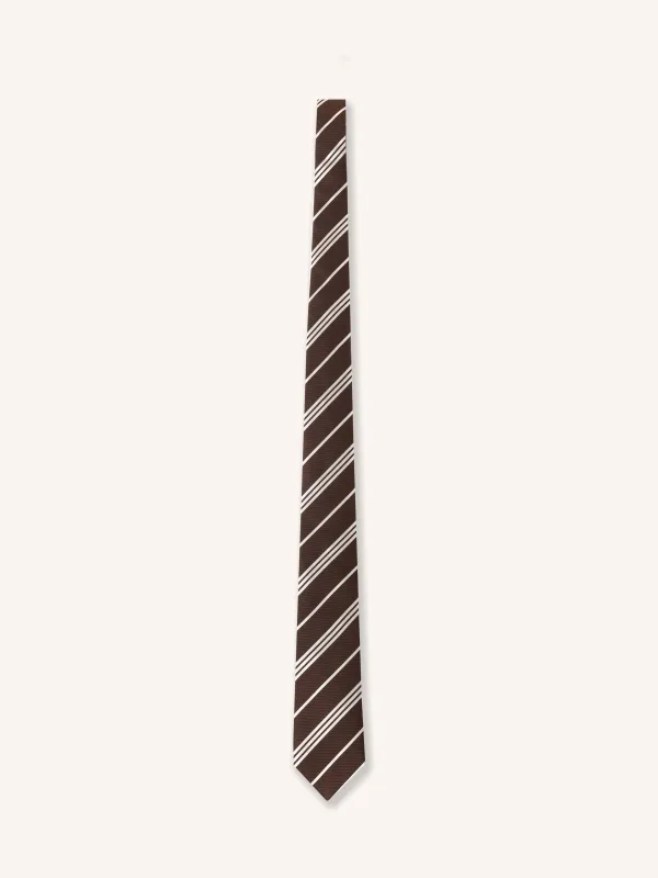 Silk Tie in Peat Stripe sold by Kestin