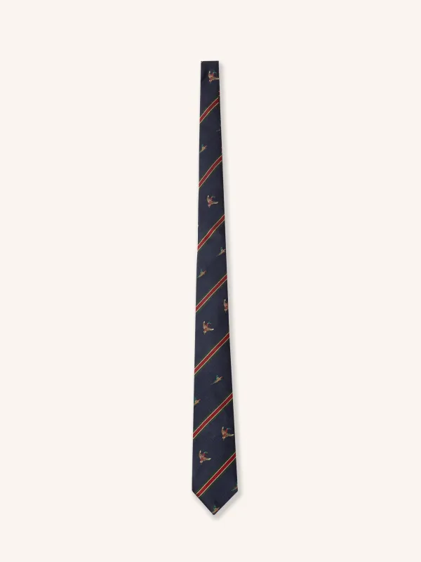 Silk Tie in Navy Duck Motif sold by Kestin