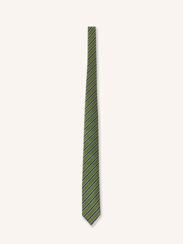 Silk Tie in Green Stripe sold by Kestin