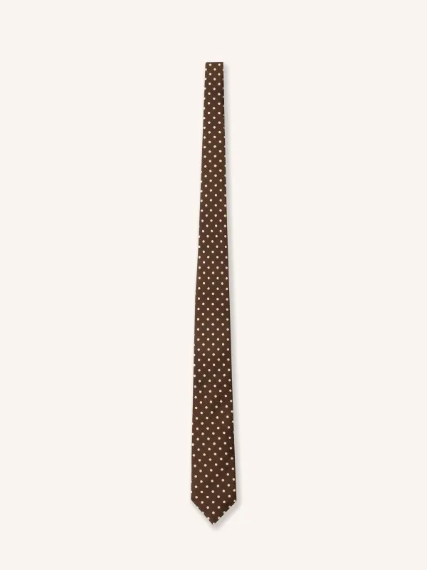 Silk Tie in Peat Polka Dot sold by Kestin