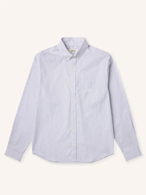 Raeburn Button Down Shirt in White Stripe made by Kestin