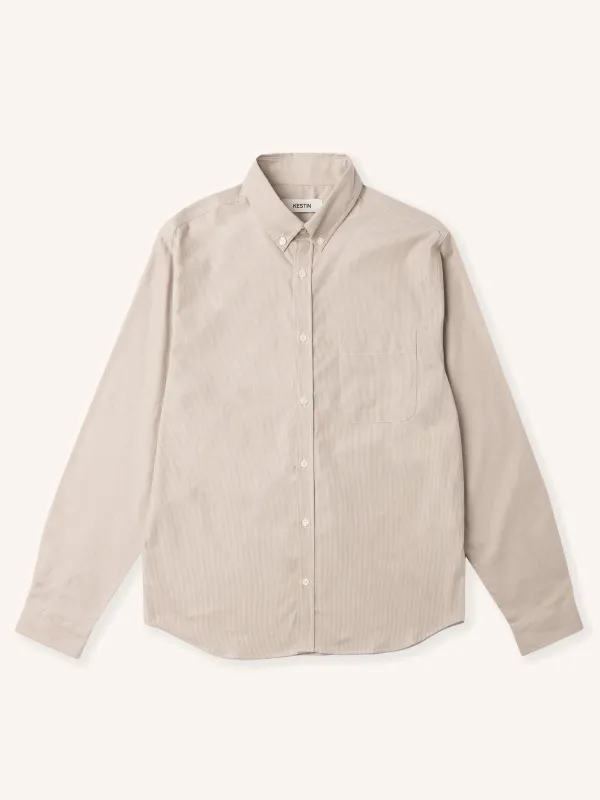 Raeburn Button Down Shirt in Putty Stripe made by Kestin