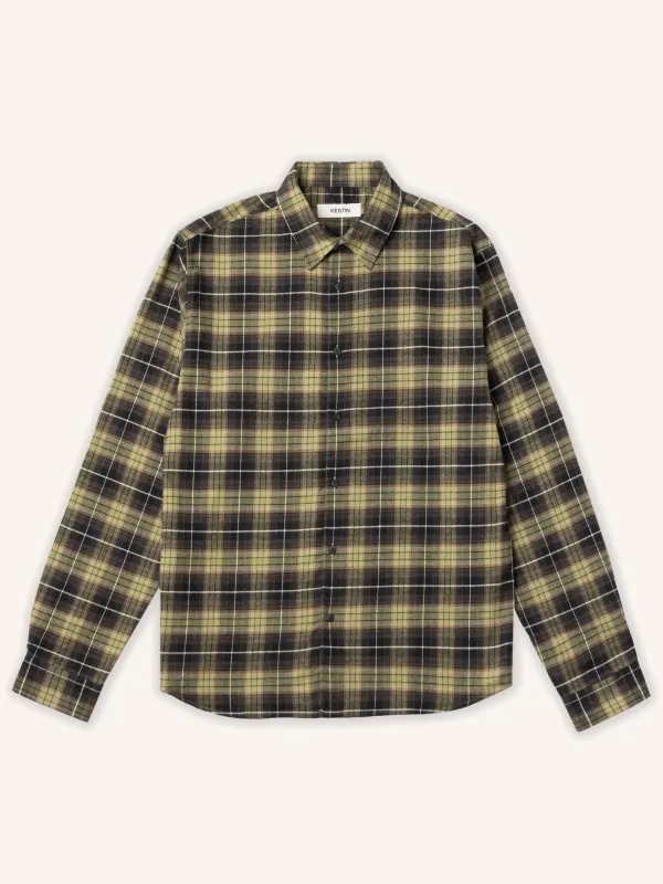 Dirleton Shirt in Green / Black Check Flannel made by Kestin