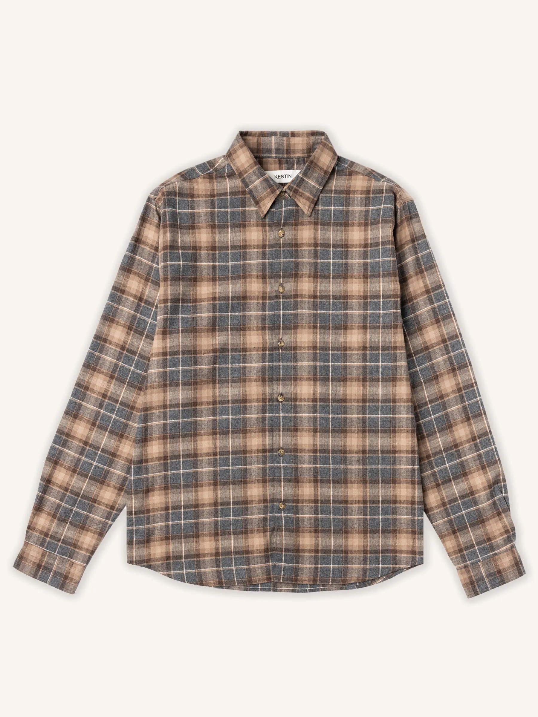Dirleton Shirt in Brown / Grey Check Flannel sold by Kestin