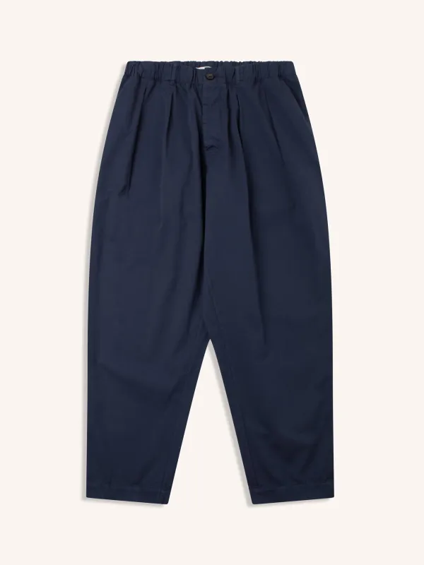 Clyde Pant in Dark Navy Cotton Twill sold by Kestin
